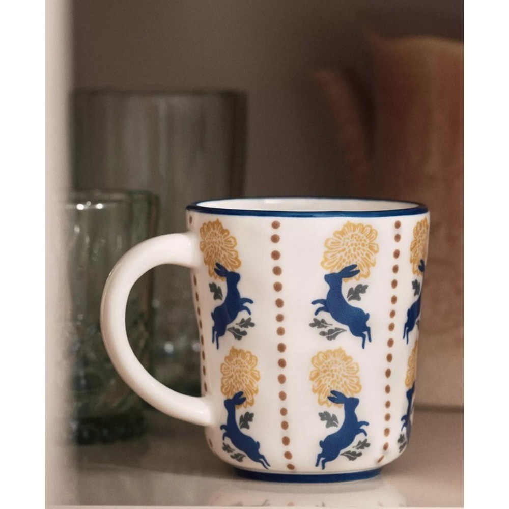 Anthropologie Millie Coffee Mug Cup Set of 3 Chicken Hen Bull Cow & Rabbit